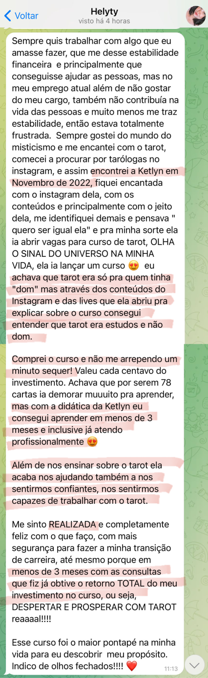 Depoimento aluna